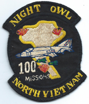 Vietnam US Air Force 497th Tactical Fighter Squadron Night Owls 100 Missions Squadron Patch