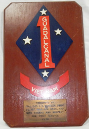 Vietnam 1st Marine Division End Of Tour Plaque