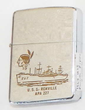 1964 US Navy USS Renville APA 227 Zippo LIghter.