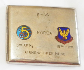 1950's US Air Force 18th Fighter Bomber Wing 5th Air Force K-55 Airmens Open Mess Korea Cigarette Case