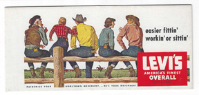 1940's-50's Levi Overalls Easier Fittin' Workin' Or Sittin' Advertising Ink Blotter