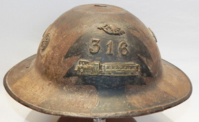 WWI 316th Sanitation Train, 91st Division Camo Trench Art Helmet