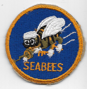 WWII US Navy Seabees Gold Border Patch