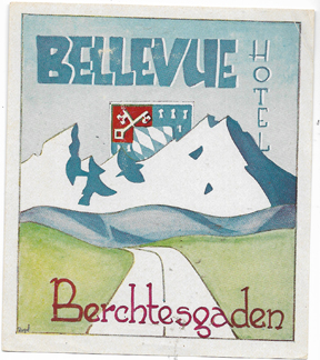 1940's-1950's Bellevue Hotel Berchtesgaden Luggage Decal