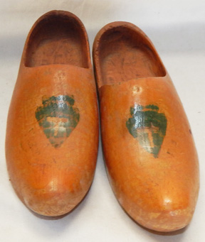 WWII 36th Division Painted Wooden Shoes