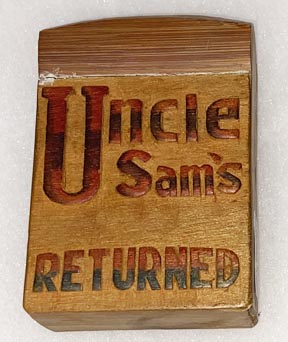 WWII Uncle Sam's Returned Philippine Made Wooden Cigarette Case