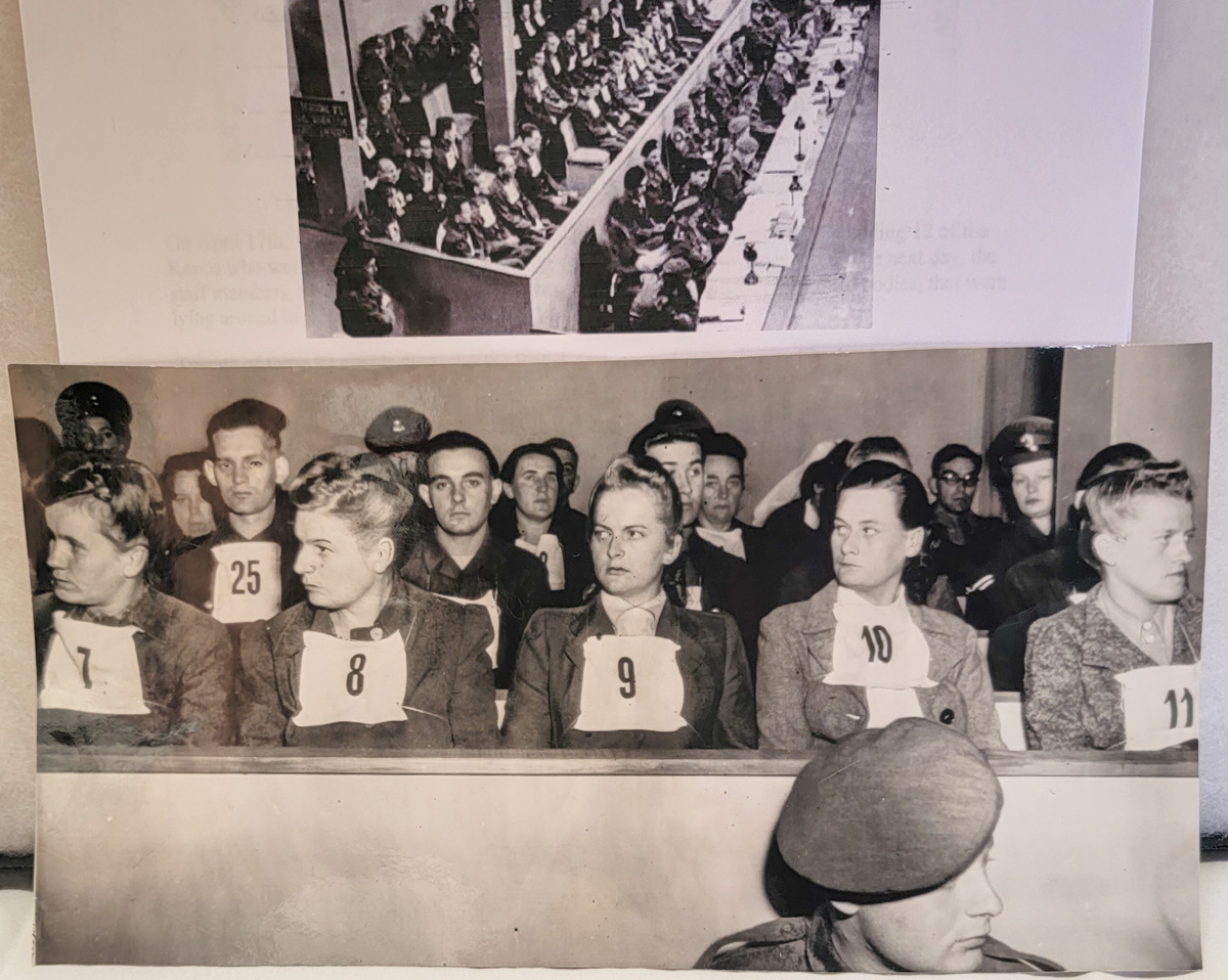 WWII German Bitch of Belsen War Crimes Trial Press Photo and Pass