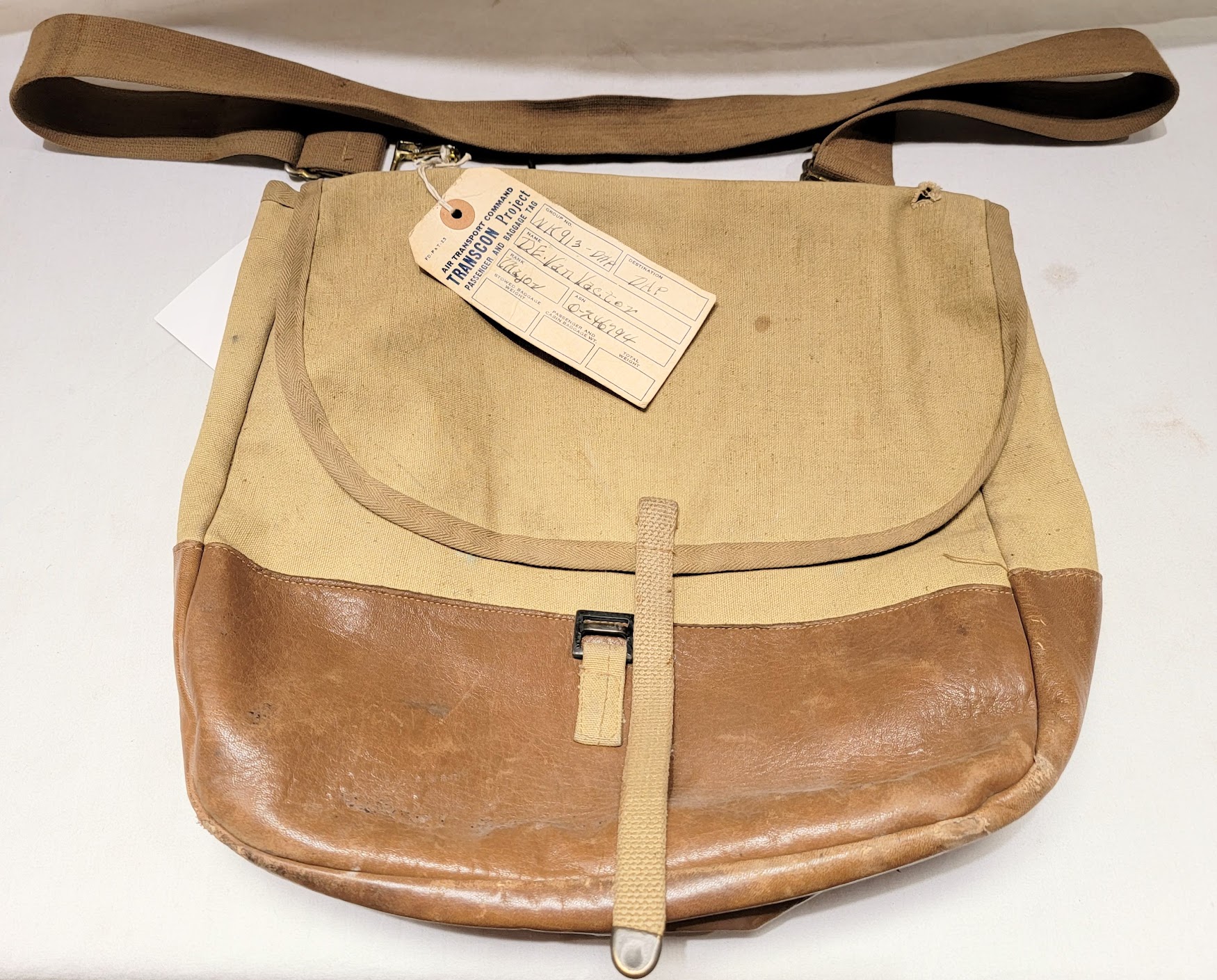 Identified Two War Normandy Veteran Gemsco Brand Officer's Musette Bag