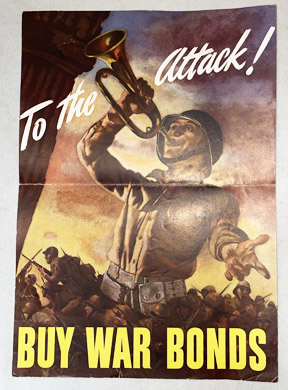 WWII Home Front To The Attack ! Buy War Bonds Mini Poster