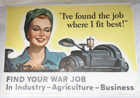 WWII Female War Worker Find Your War Job Poster