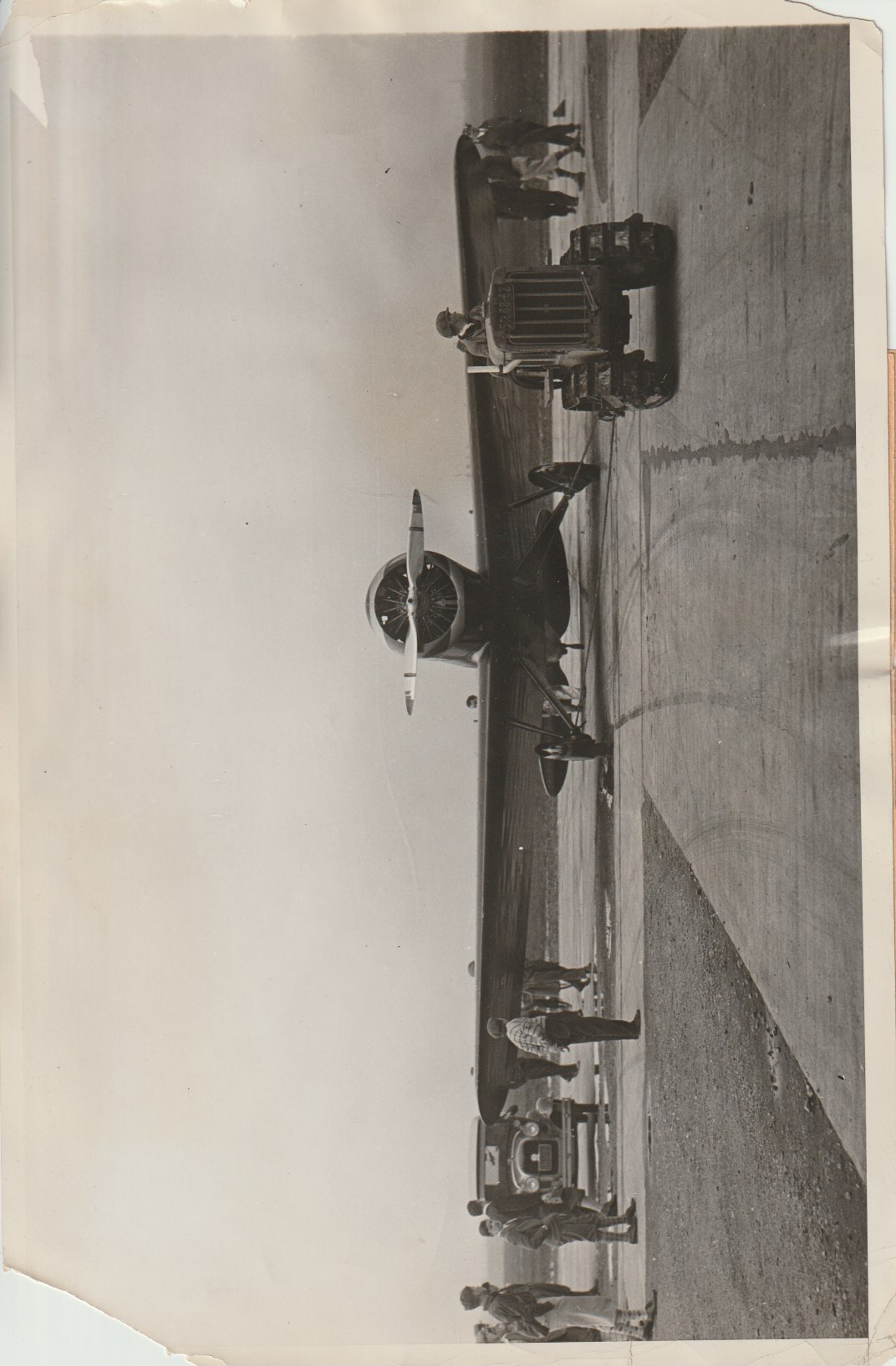 Lindbergh Press Photo Plane being Towed on Runway