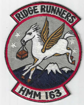 1950's - 1960's US Marine Corps HMM-163 RIDGE RUNNERS Theatre Made Squadron Patch