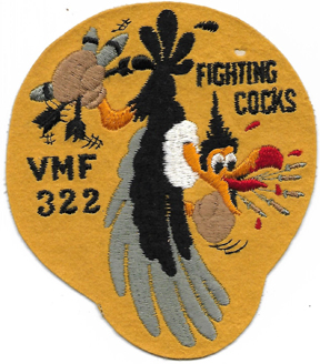 WWII US Marine Corps Disney Design (?) Fighting Cocks VMF-322 Squadron Patch