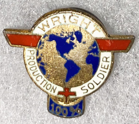 WWII Home Front Wright Aircraft Engine Production Soldier War Worker Lapel Pin
