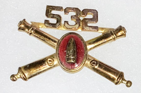 WWII Or Before 532nd Coast Artillery Officers Collar Device