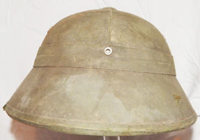Vietnam Wartime NVA / North Vietnamese Army Pith Helmet With Shrapnel Damage.