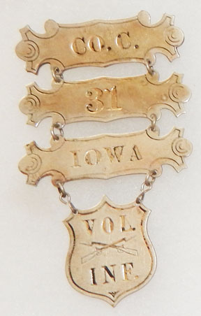 Civil War 31st Infantry Company C Iowa Volunteer Infantry Ladder Badge