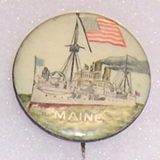 USS Maine Celluloid Button