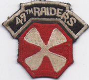 Korean War 8th Army 47th Raiders Patch