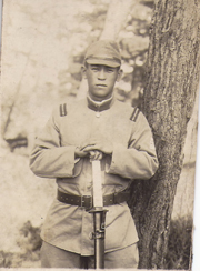Japanese WWII Era Army NCO Holding Sword Photo