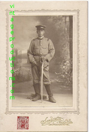 Taishoi Era Studio Setting Of Japanese Infantryman Holding Sword Photo