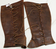 Early Japanese Army Brown Leather Leggings.