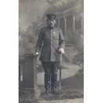 Taisho (?) Period Japanese Army Officer Holding Sword Real Photo Postcard