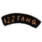 122nd Field Artillery Headquarters Japanese Made Tab