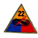 WWII 22nd Armor Division Patch.