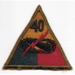 WWII 40th Tank Battalion Patch With Hand Added Numbers
