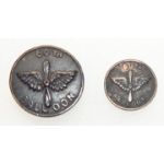 WWI Aero Service 60th Balloon Company Collar Disc & Cap Badge Set