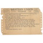 Martha Raye's Western Union Telegram From Gov Ronald Reagan Thanking Her For Her Vietnam Tours