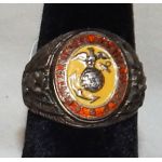 WWII US Marine Corps Sterling & Enamel Ring