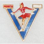 WWII Ice Skater V For Victory Sweetheart / Patriotic Pin