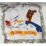 WWII Disney (?) Design US Army Alaska Bear Bombing Japan Pillow Case