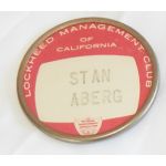 1950's Lockheed Management Club Of California Id Badge