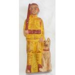 WWII Or Before Japanese Sentry Dog And Handler Ceramic Figure