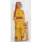 WWII Or Before Japanese Sentry Dog And Handler Ceramic Figure