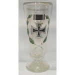 WWI Imperial German Iron Cross Hand Painted Beer Glass
