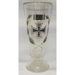 WWI Imperial German Iron Cross Hand Painted Beer Glass