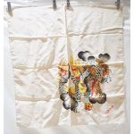 Korean War Hand Painted Silk Korea Souvenir Scarf.