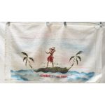 WWII Hula Girl Admirality Islands Hand Painted Towel