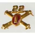 WWII 22nd Coast Artillery Officers Numbered Collar Device