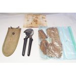 WWII US Marines Corps wire cutters with pouch, instructions, and the original wrapper the cutters came in