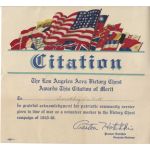 WWII Los Angeles Area Victory Chest Citation Of Merit