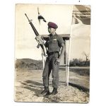 ARVN / South Vietnamese Army Ranger Standing Near Unit Flag Photo