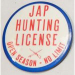 WWII Japanese Hunting License 3 1/2" Pin Back