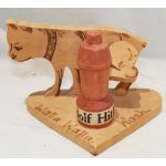 WWII Home Front Anti-Axis Wooden Dog Peeing On Hitler Figure