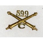 WWII - Occupation Period C Battery 599th Artillery Officers Theatre Made Numbered Collar Device