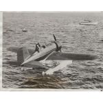 1933 Charles Lindbergh and Wife Seaplane Press Release Photo